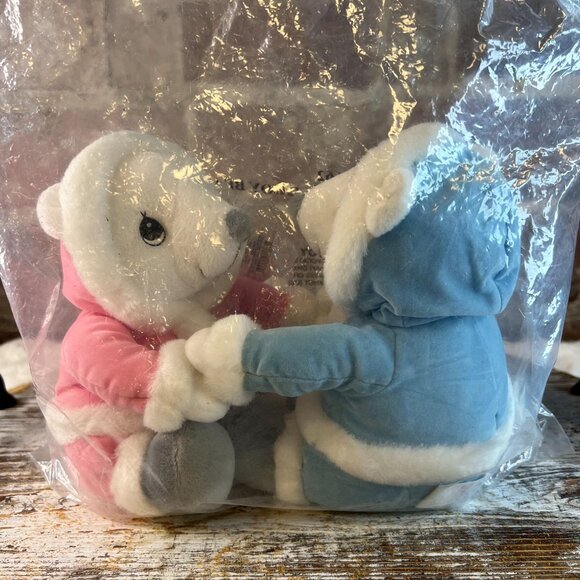 NEW Vintage Precious Moments Tender Tails Pink & Blue Polar Bears - Picture 3 of 8
